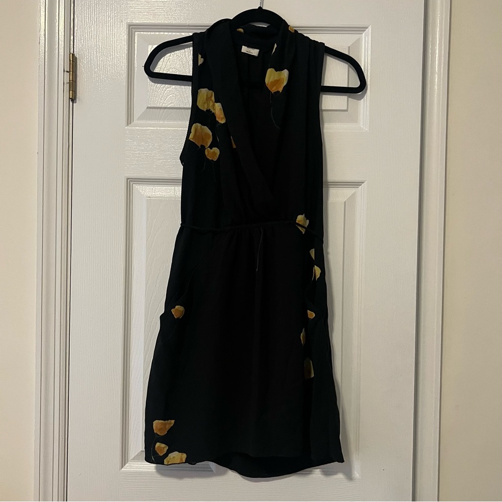 Aritzia Black Pocketed Dress with Flowers